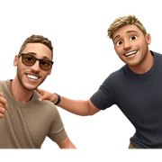 two boys smiling outdoors sticker