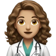 Female brown eyes long brown wavy hair doctor  sticker