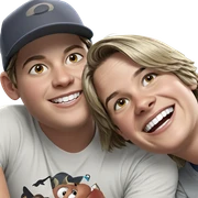 smiling boys with hats sticker