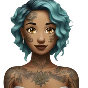 Hyper Realistic beautiful woman with tattoo sticker