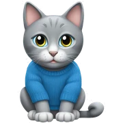 sitting grey cat blue eyes blue sweater  sticker