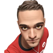 male portrait in red shirt sticker