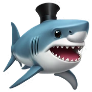 Shark with a top hat sticker