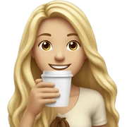 Long haired blonde girl drinking a cup of coffee smiling  sticker