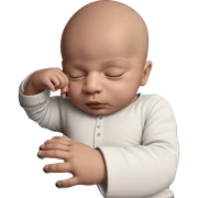 bald child with closed eyes sticker