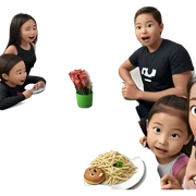 girls and boys at restaurant sticker