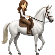 Horse back riding Girl with Brown Hair and a white Horse  sticker