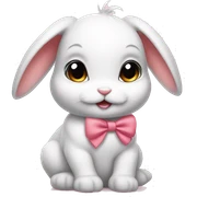 Baby bunny with coquette bow on ear sticker