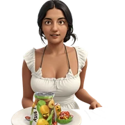 sitting girl with food indoors sticker