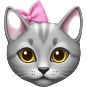 Grey cat with pink bonita sticker