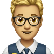 Mockinh face with glasses and school uniform sticker