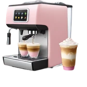 Light pink coffee machine and iced latte sticker