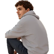 sitting boy at sunset beach sticker