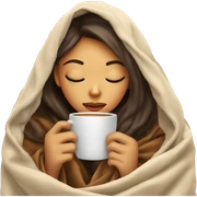 girl inside a blanket sipping coffee eyes closed sticker