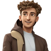 smiling boy in brown jacket sticker