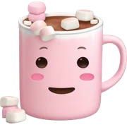 Light Pink mug of hot chocolate with marshmallows  sticker