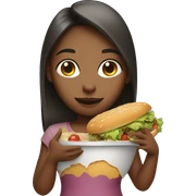 Girl with food sticker