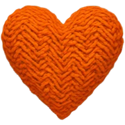 Knitted orange heart sticker