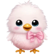 Fuzzy baby bird with light pink bow sticker
