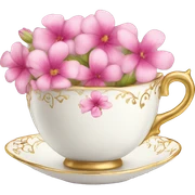 princess tea cup with pink flowers and gold details  sticker