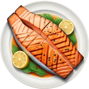 Plate of grilled salmon collar  sticker