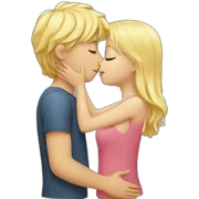 Blond boy kissing blond girl sticker