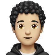 White boy with black curls hair sticker
