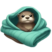 otter cozy in blanket sticker