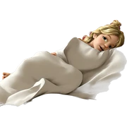 blonde girl relaxing on bed sticker