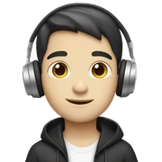 black hair white skin boy with headphones sticker