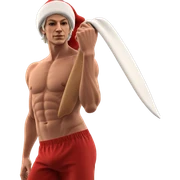 topless boy with santa hat sticker