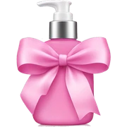 Skincare bottle with pink bow sticker