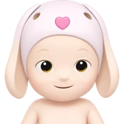 smiling girl with rabbit ears sticker