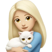 Blonde girl snuggling white Persian cat sticker