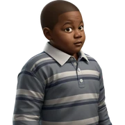 striped shirted boy indoors sticker