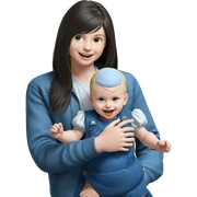 baby with long hair smiling sticker