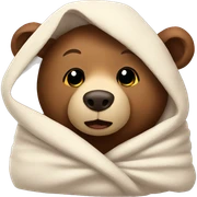 bear cozy in blanket sticker