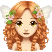 hime gyaru girl, fairy wings, ginger hair, flowers in hair sticker