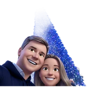 smiling girl and boy under tree sticker