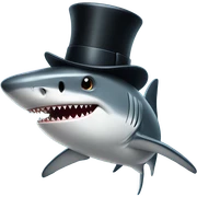 Shark with a top hat sticker