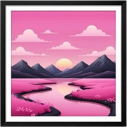 PINK LANDSCAPE PICTURE WITH FRAME sticker