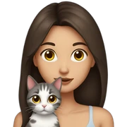 Brunette with cat sticker