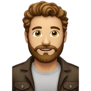 man with brown beard and hair long sticker