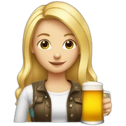 Blond girl holding beer sticker