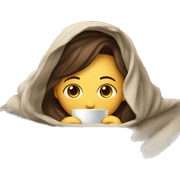 girl inside a blanket sipping coffee eyes closed sticker
