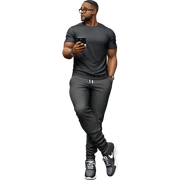 muscular man with phone sticker