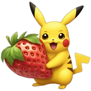 Pikachu eating strawberries sticker