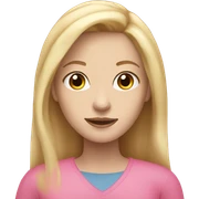 woman with blonde long hair, pale skin, brown eyes and wearing pink  sticker