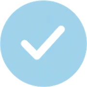 minimalist style Instagram verified badge, light blue circle with white check mark, no text, transparent background sticker