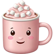 Light Pink mug of hot chocolate with marshmallows  sticker